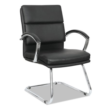 ALERA Black Neratoli Slim Guest Chair, Soft Leather, Arched Loop, Leather Seat 10703-02